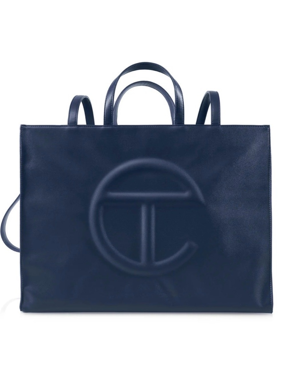 Telfar Deep Navy Embossed Logo Vegan Leather Tote